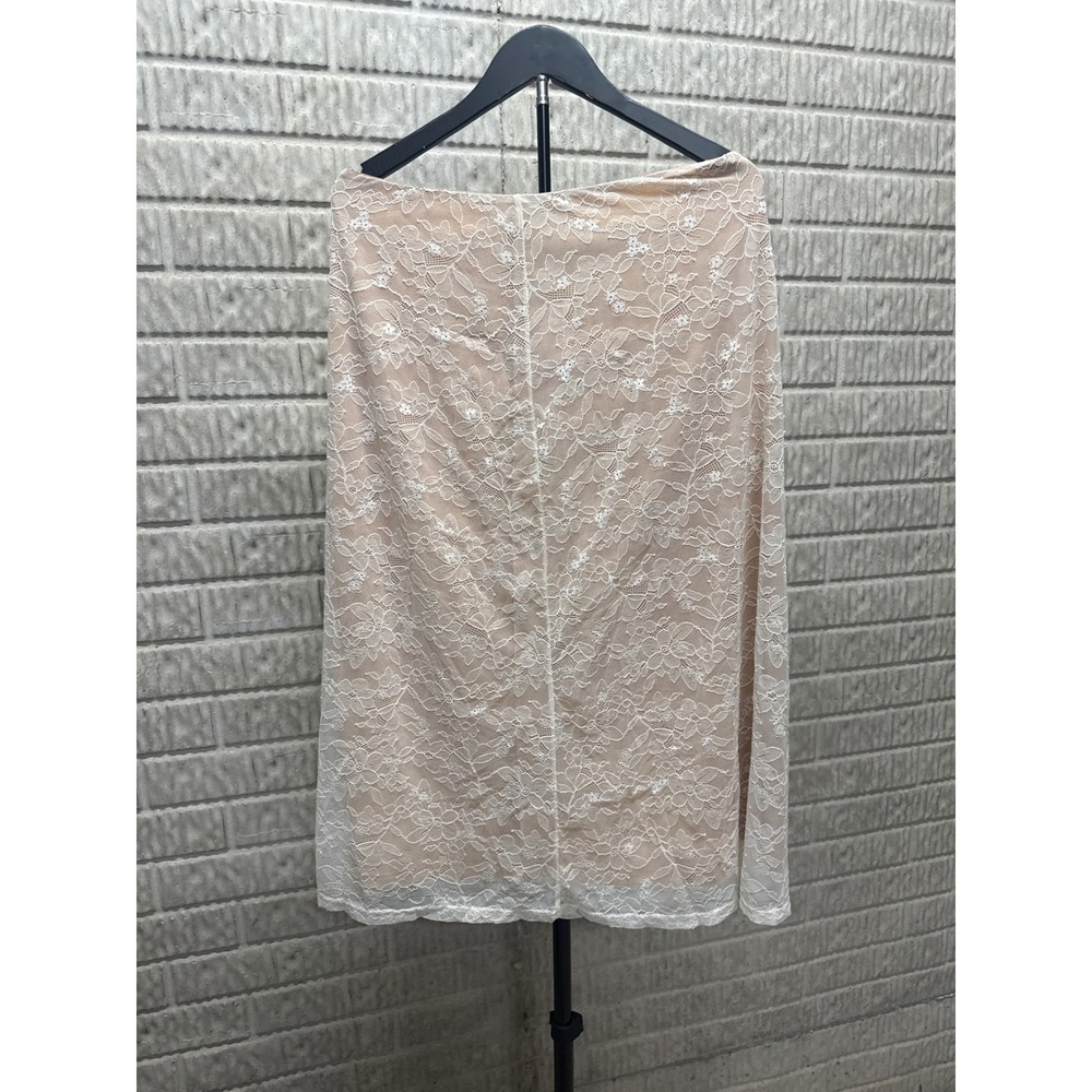 Cupshe White Floral Lace Midi Skirt Tan Lining Size L CAA02C5C012MM NWT